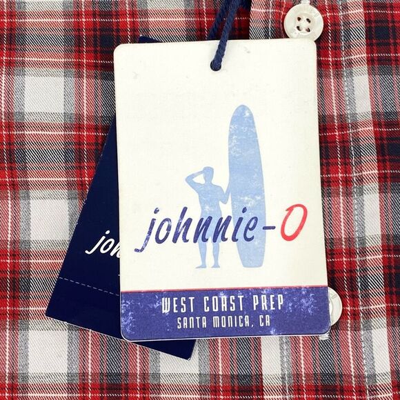 Johnnie-O Button Down Shirt Red Plaid Long Sleeve Pocket Egyptian Cotton JMWL M - Picture 5 of 8